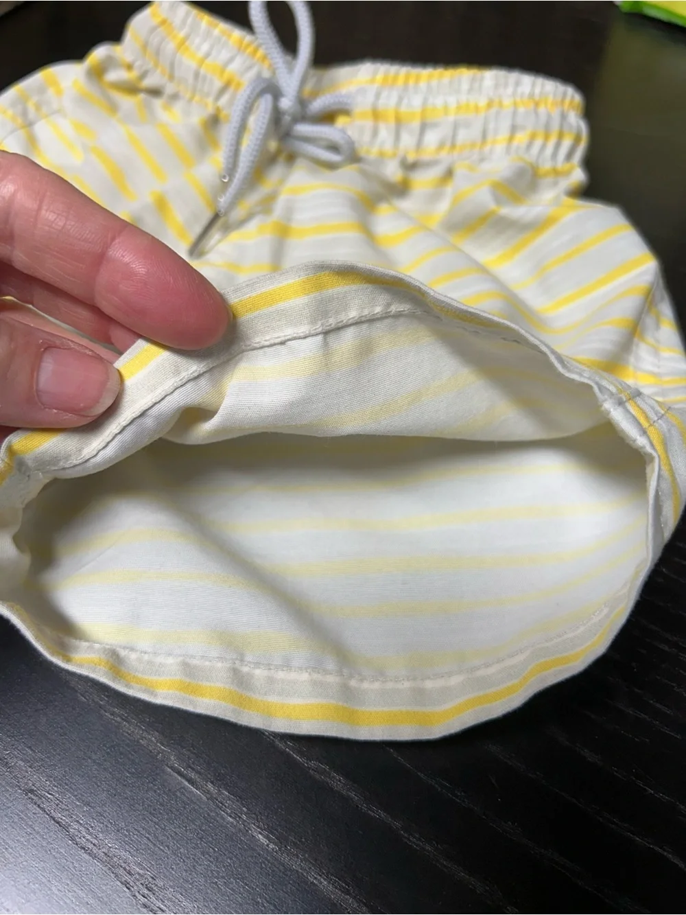 Knot Kids Yellow & Grey & White Striped Swim Trunks 12 months